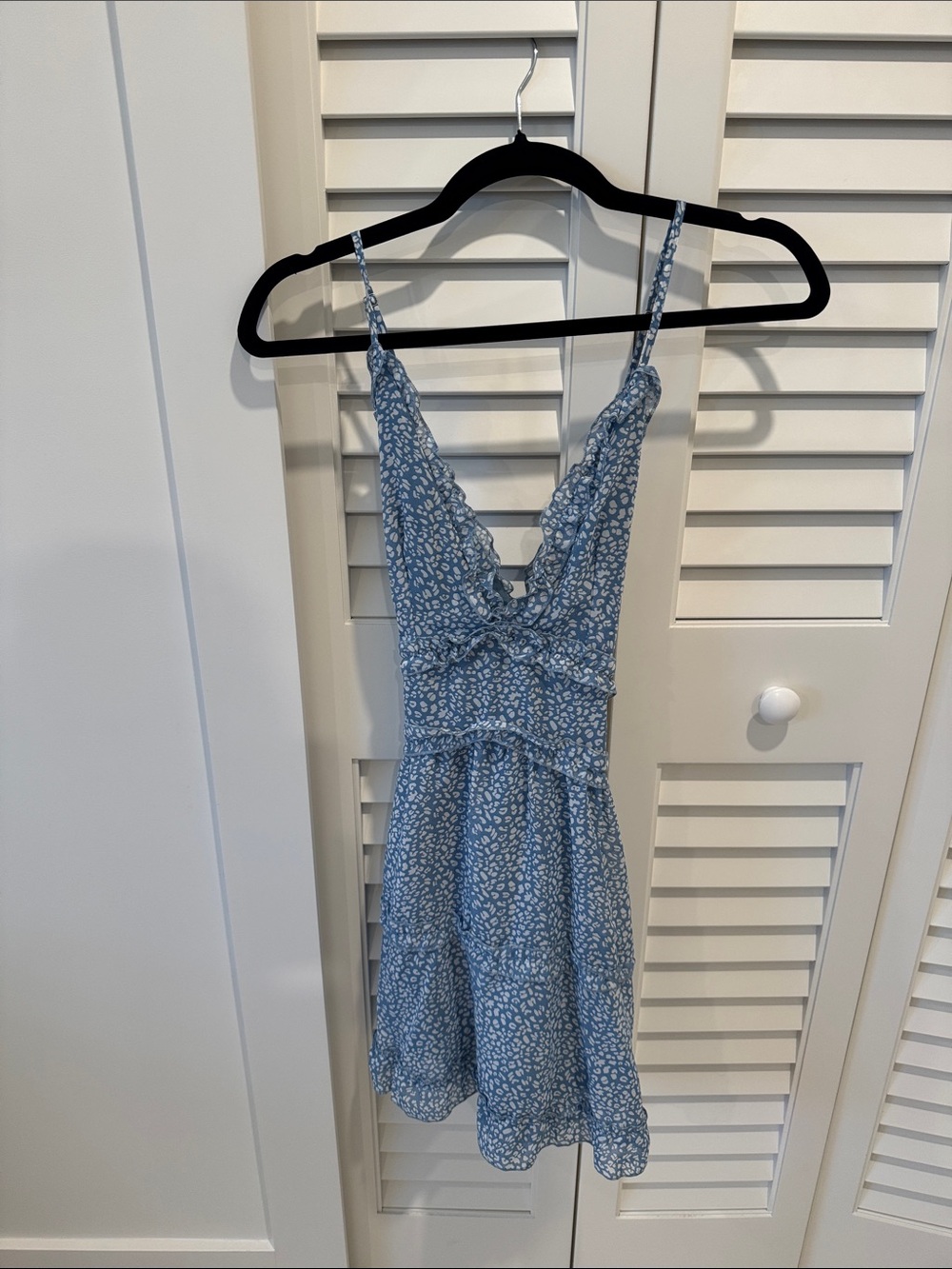 Blue Women’s Leopard Babydoll Dress